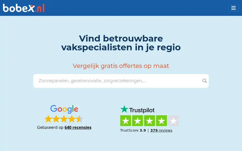 Screenshot of bobex.nl