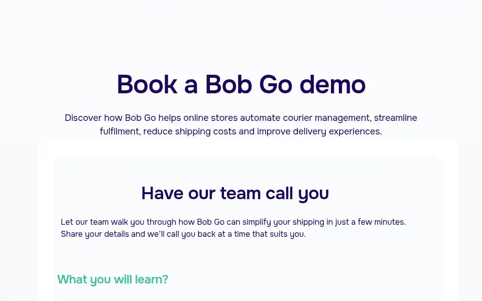 Screenshot of bobgo.co.za
