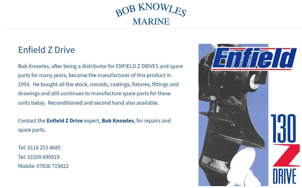 Screenshot of bobknowlesmarine.co.uk