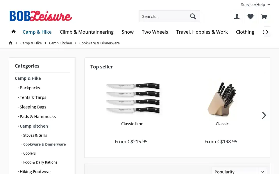 Screenshot of bobleisure-canada.com