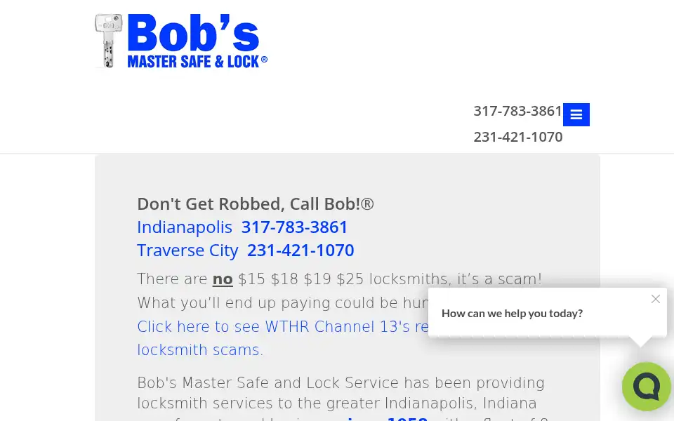 Screenshot of bobsmastersafeandlockservice.com