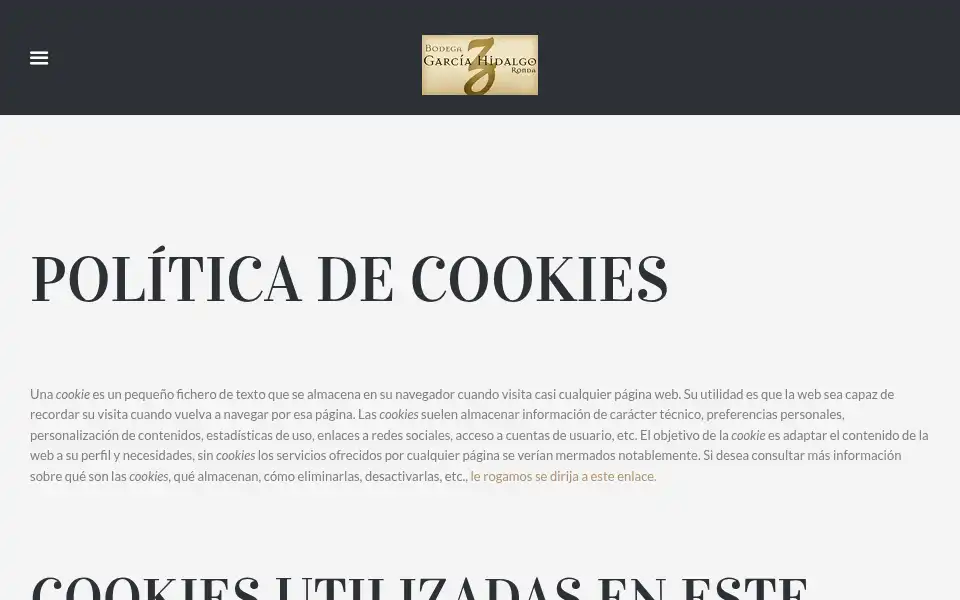 Screenshot of bodegasgarciahidalgo.es