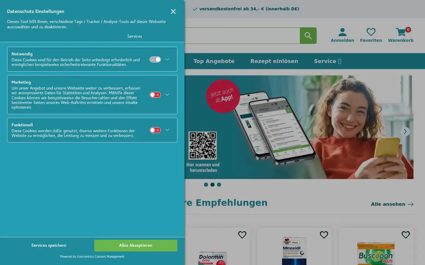 Screenshot of bodfeld-apotheke.de