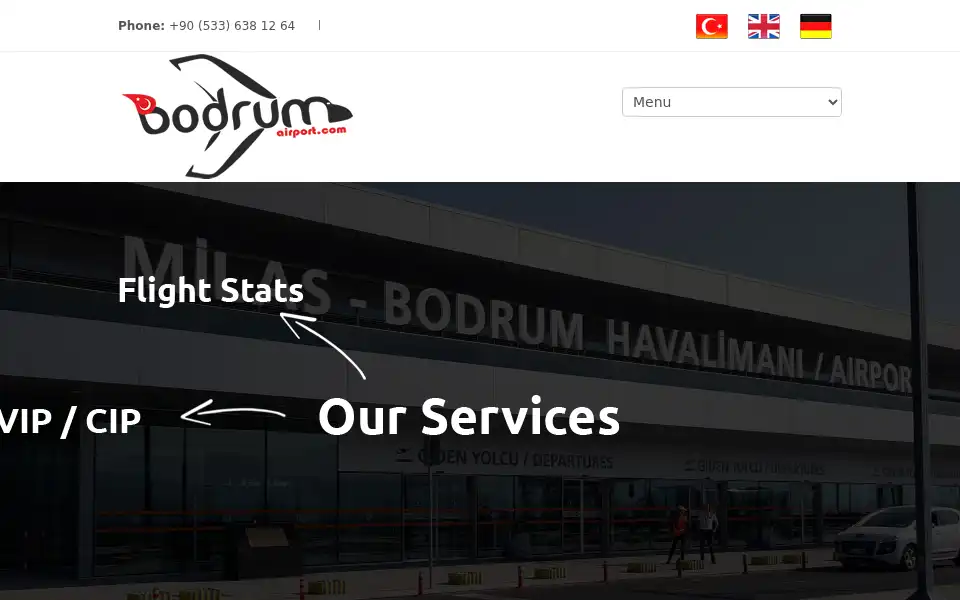 Screenshot of bodrumairport.com