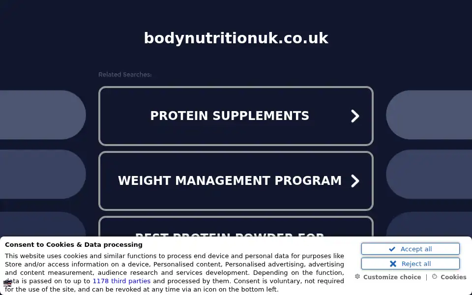 Screenshot of bodynutritionuk.co.uk