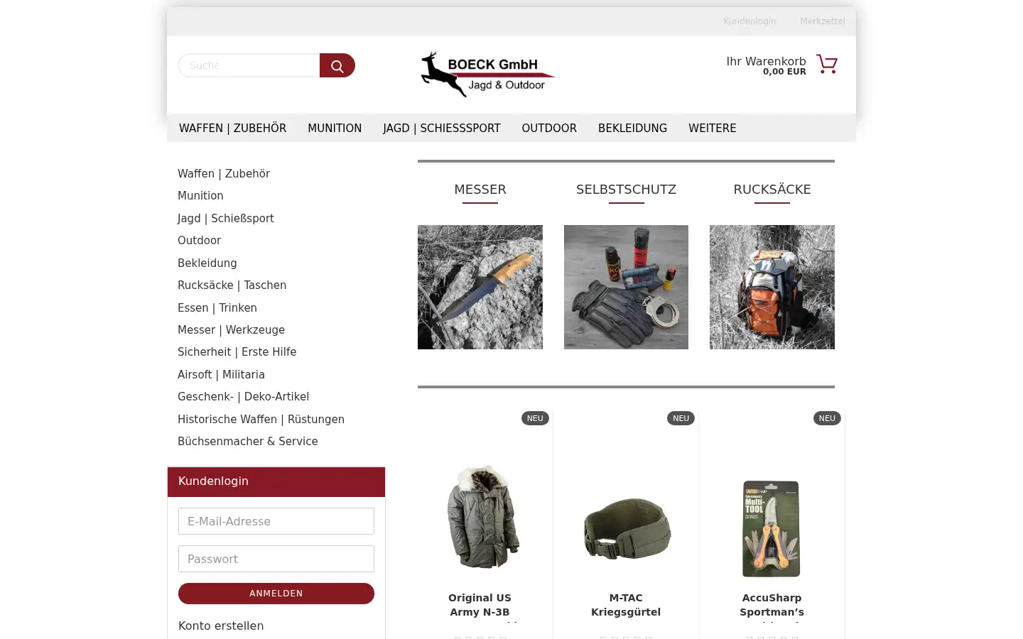 Screenshot of boeck-jagd-outdoor.de