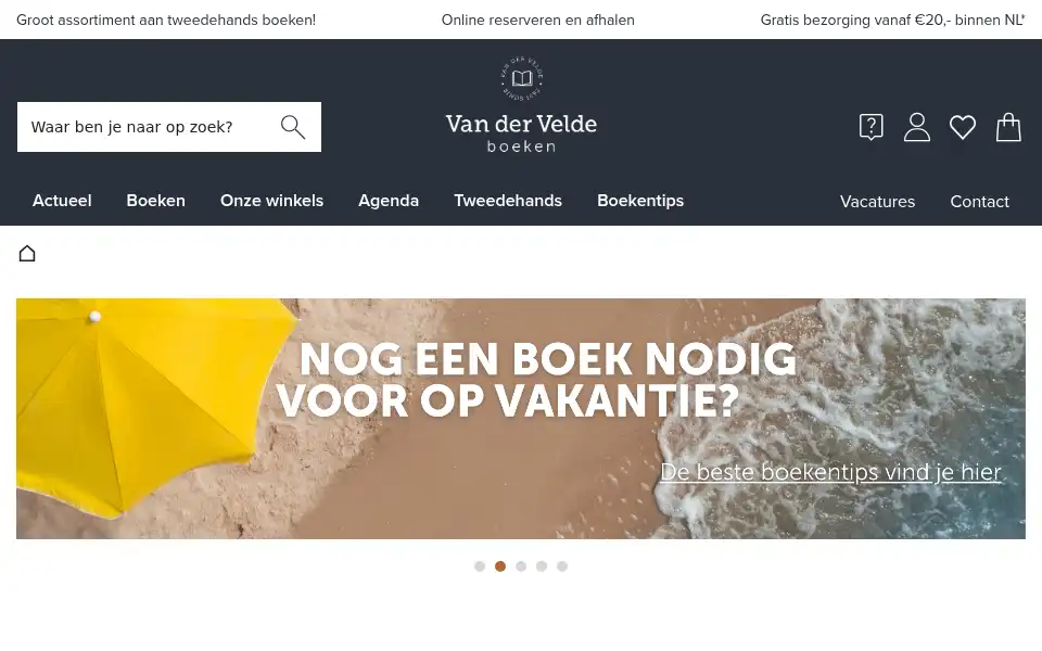 Screenshot of boekhandelvandervelde.nl