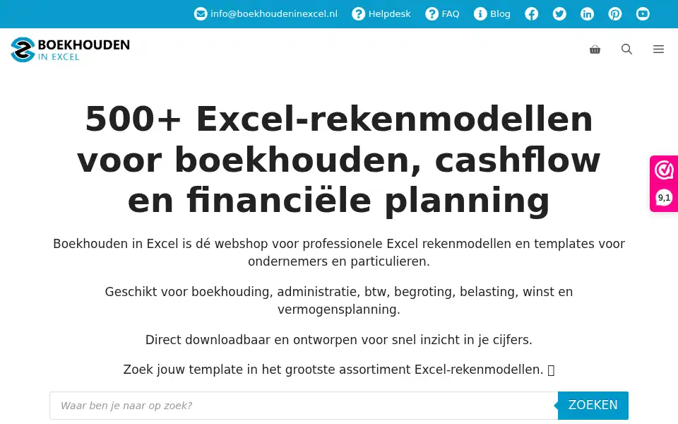 Screenshot of boekhoudeninexcel.nl