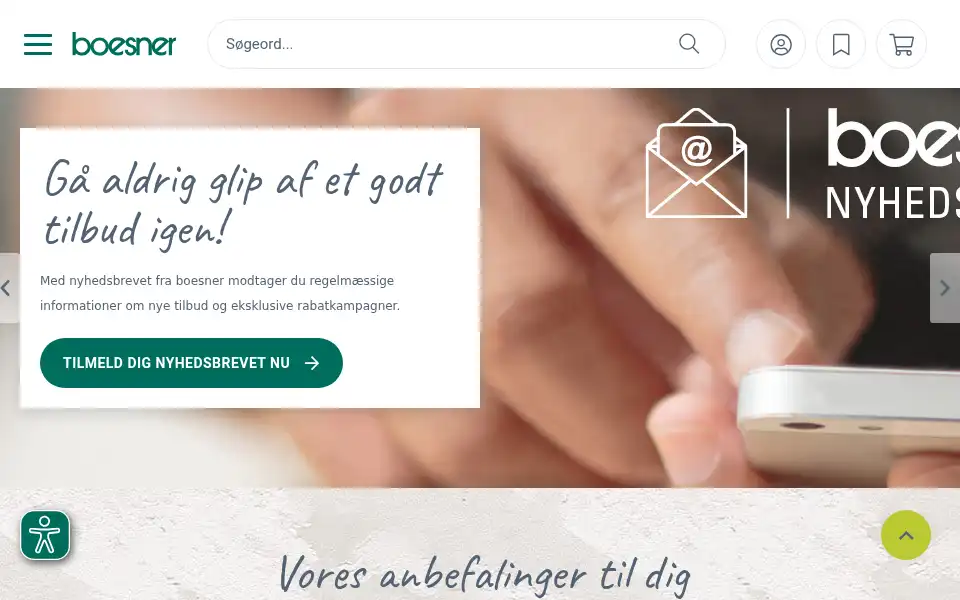 Screenshot of boesner.dk