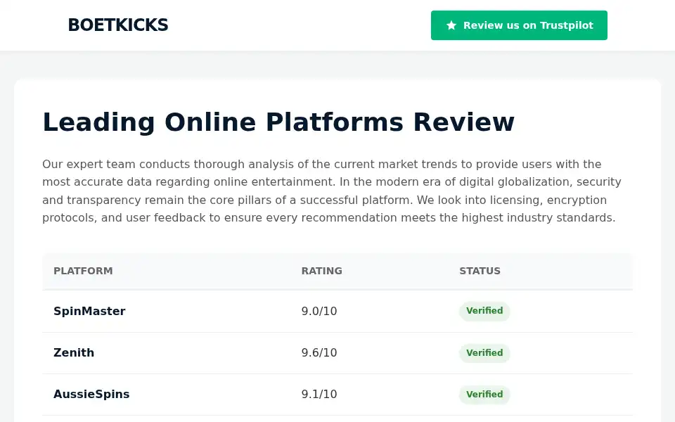 Screenshot of boetkicks.com