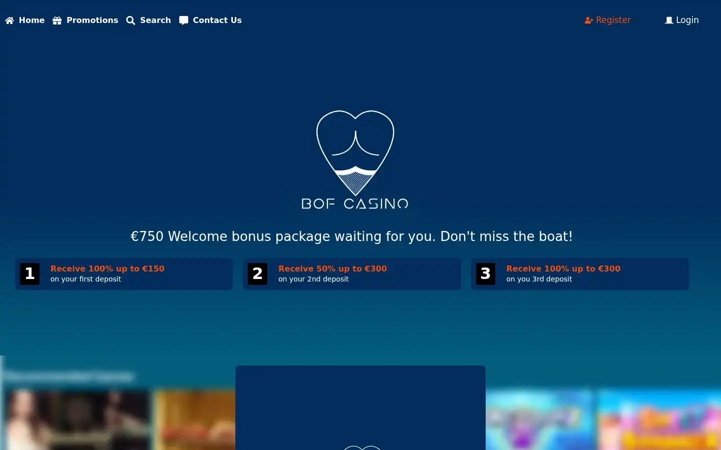 Screenshot of bof-casino.co.uk