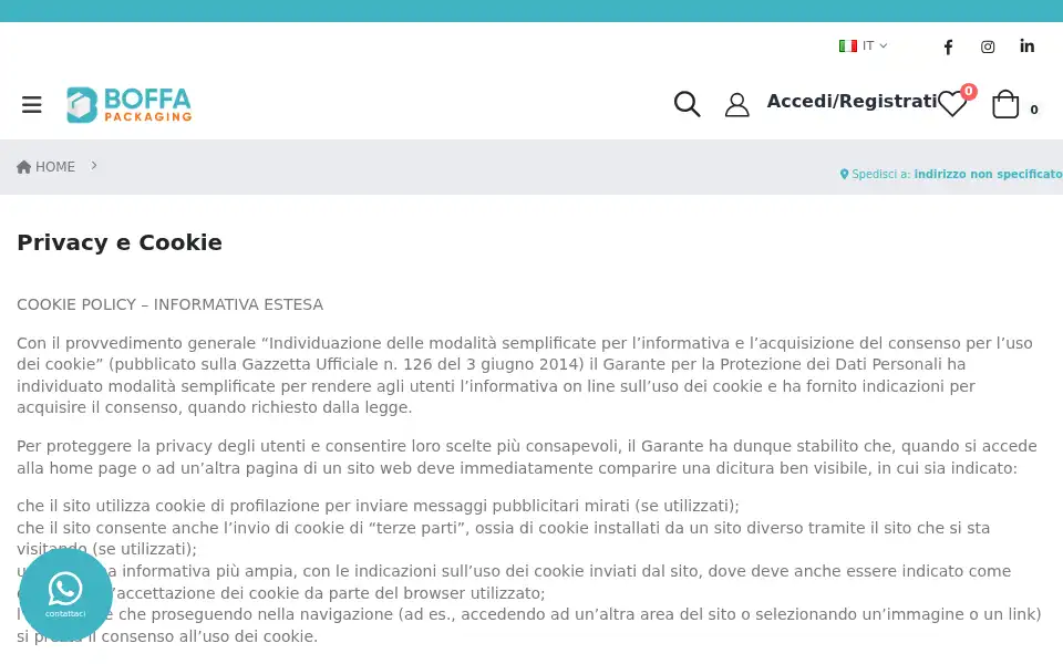 Screenshot of boffapackaging.it