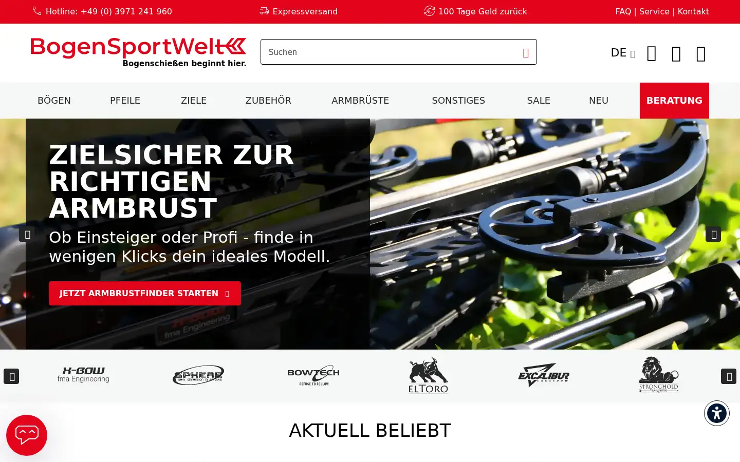Screenshot of bogensportwelt.de