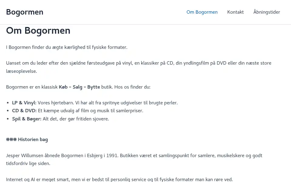 Screenshot of bogormen.dk