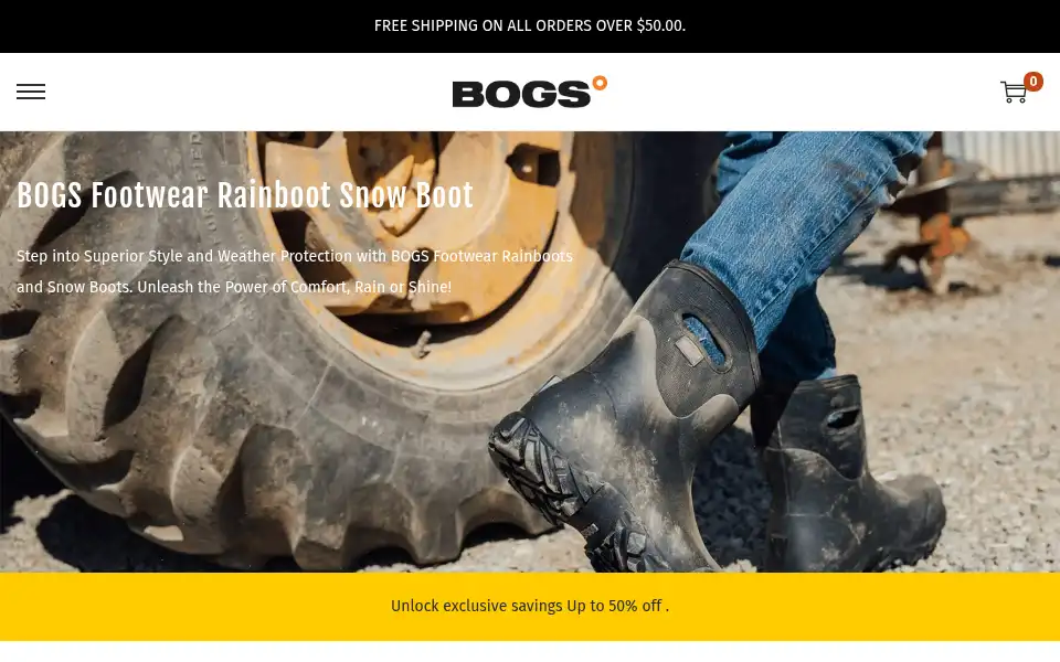 Screenshot of bogsfootwearoutdoor.com