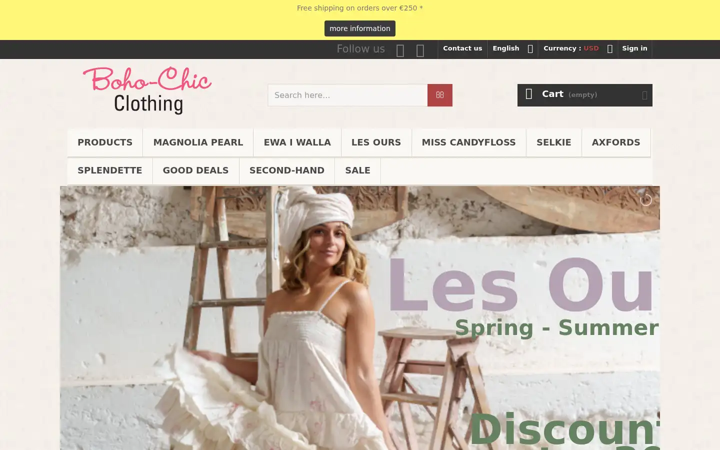 Screenshot of boho-chic-clothing.com