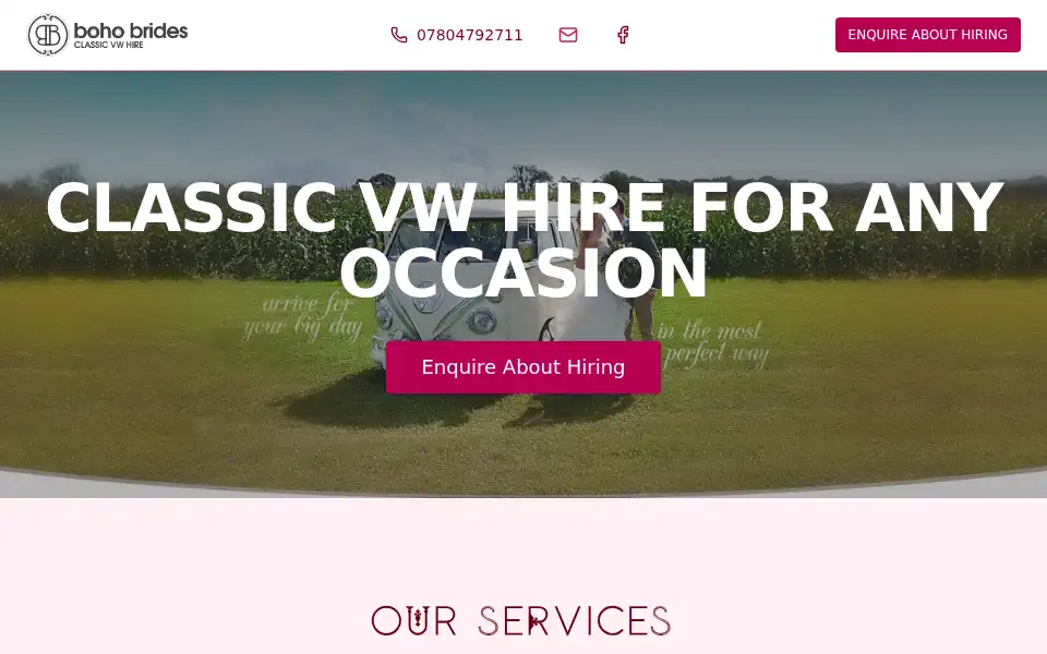 Screenshot of bohobrides.co.uk