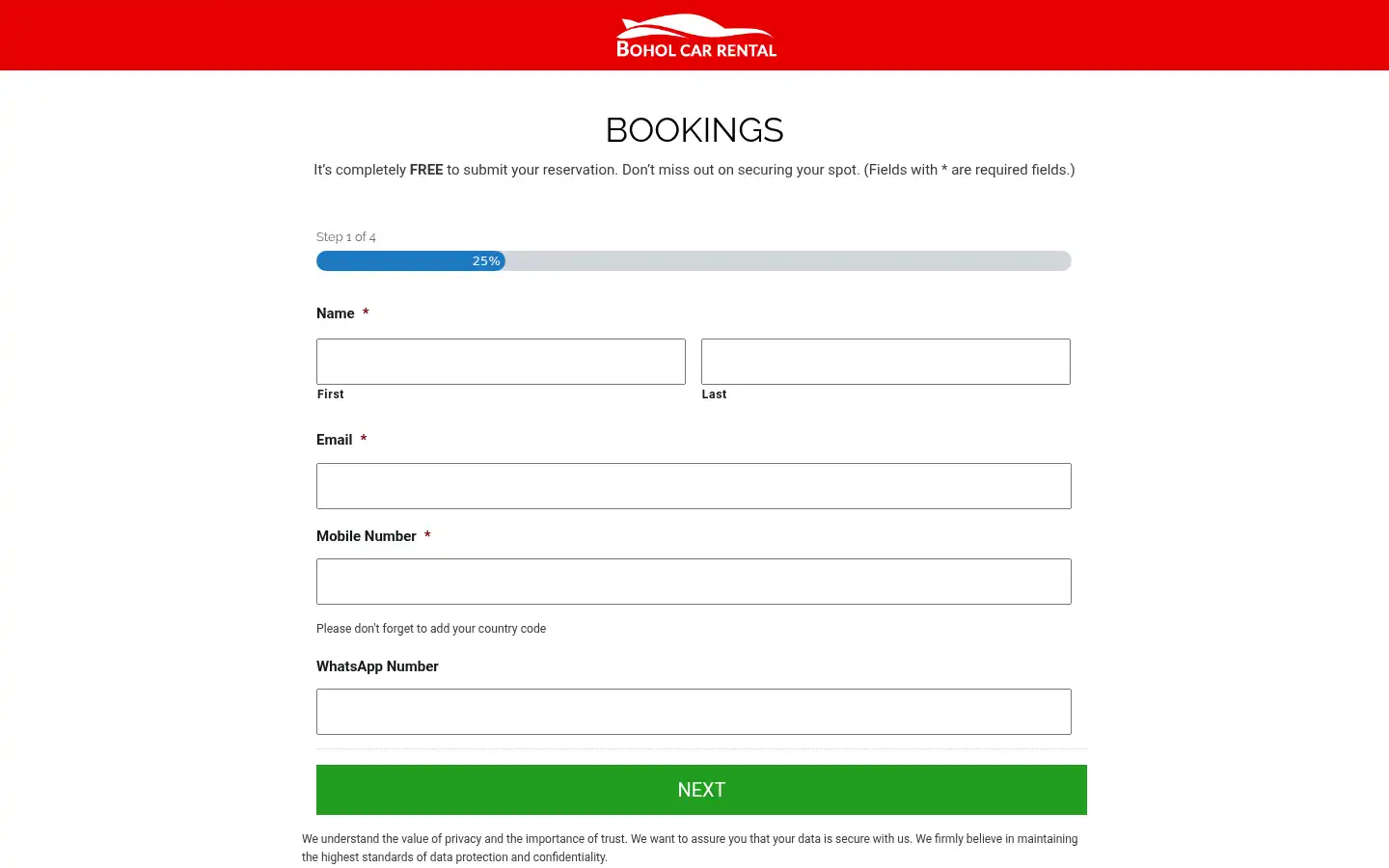 Screenshot of boholcarrental.com.ph