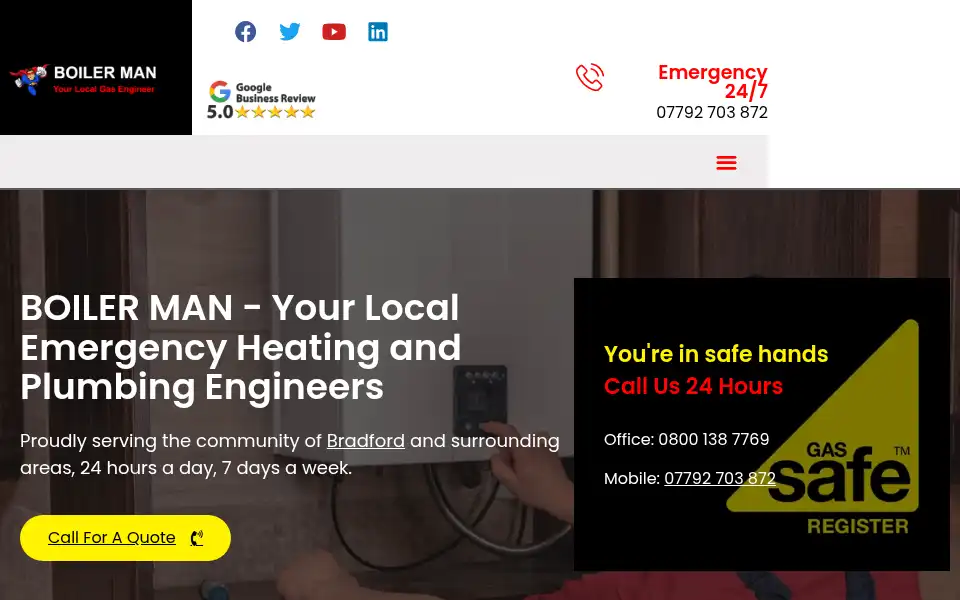 Screenshot of boilermanbradford.co.uk