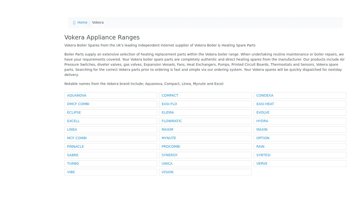 Screenshot of boilerparts.co.uk