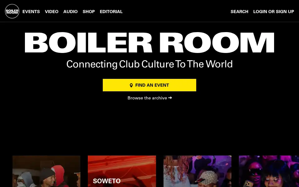 Screenshot of boilerroom.tv