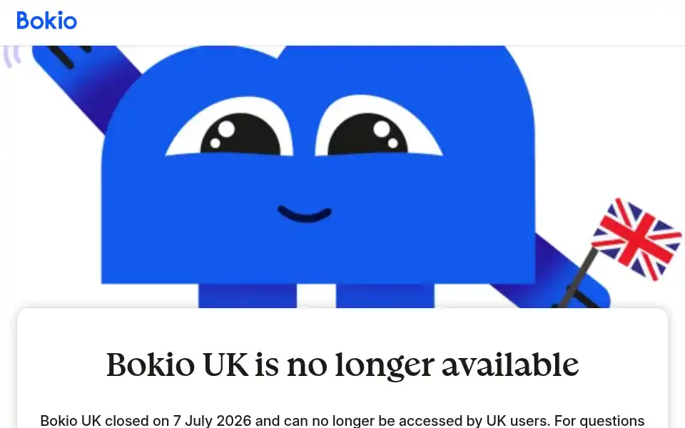Screenshot of bokio.co.uk