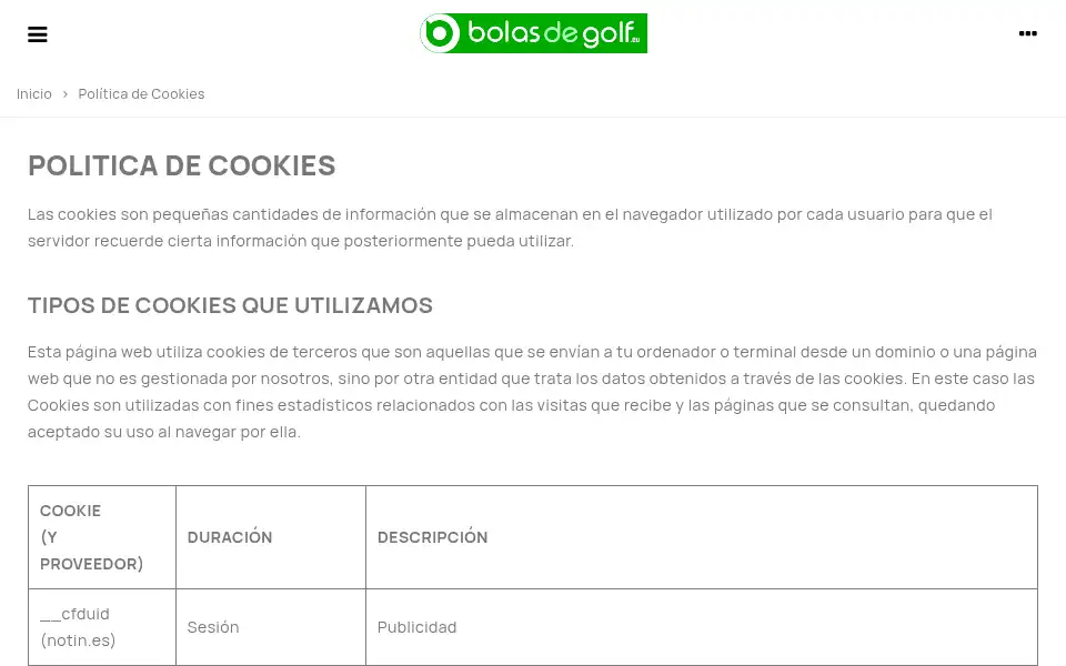 Screenshot of bolasdegolf.eu