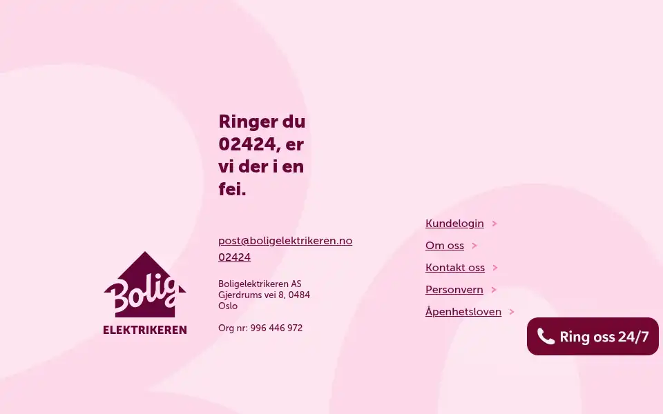Screenshot of boligelektrikeren.no