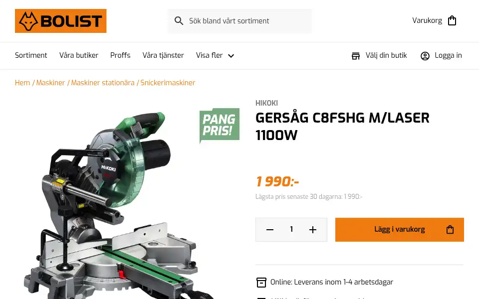 Screenshot of bolist.se