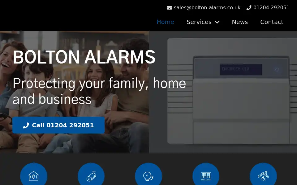 Screenshot of bolton-alarms.co.uk