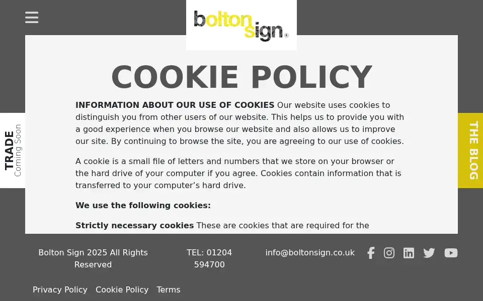 Screenshot of boltonsign.co.uk