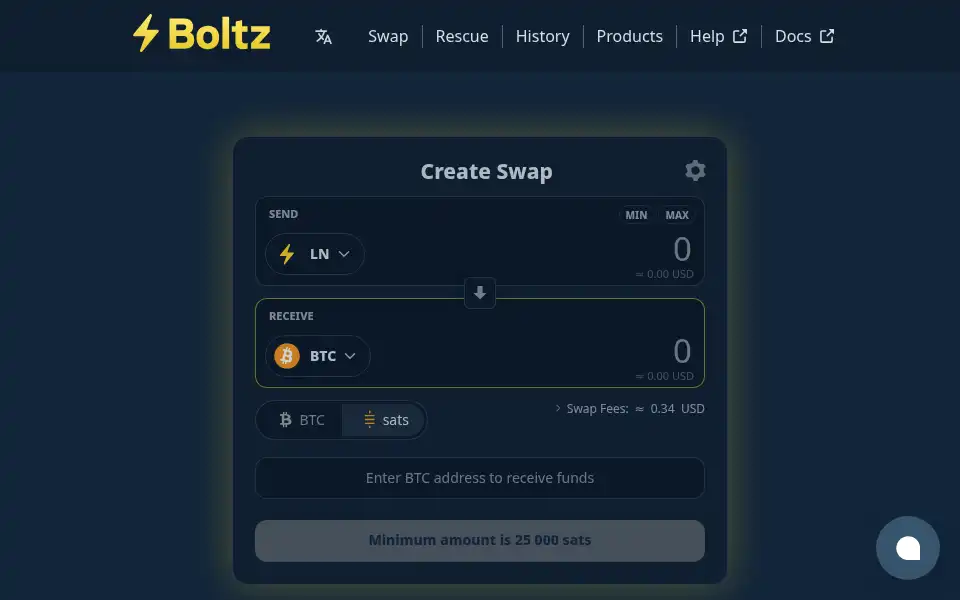Screenshot of boltz.exchange