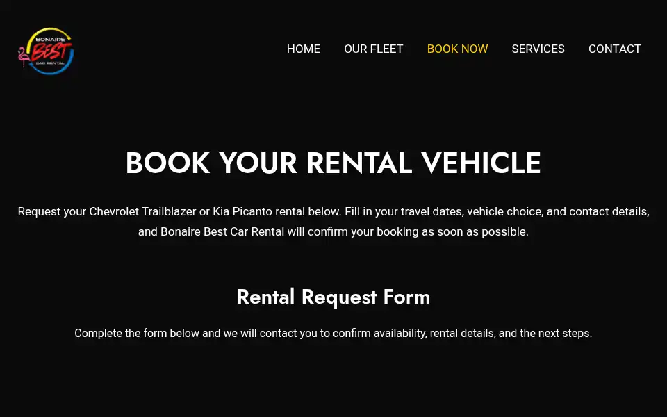 Screenshot of bonairebestcarrental.com