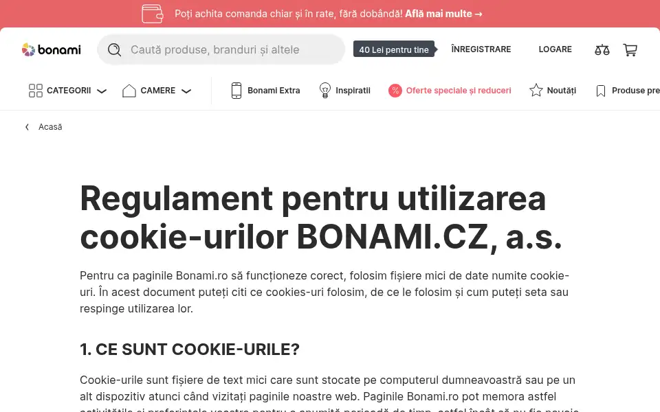 Screenshot of bonami.ro