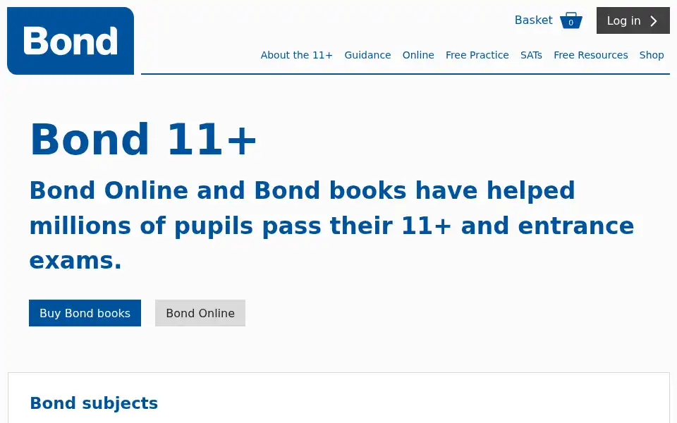 Screenshot of bond11plus.co.uk