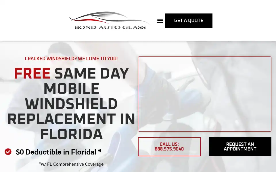 Screenshot of bondautoglass.com