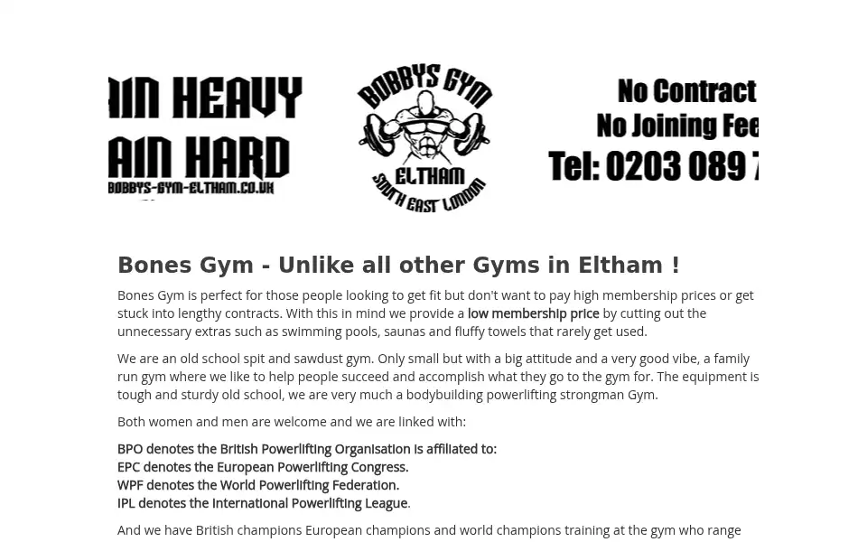 Screenshot of bonesgym.co.uk