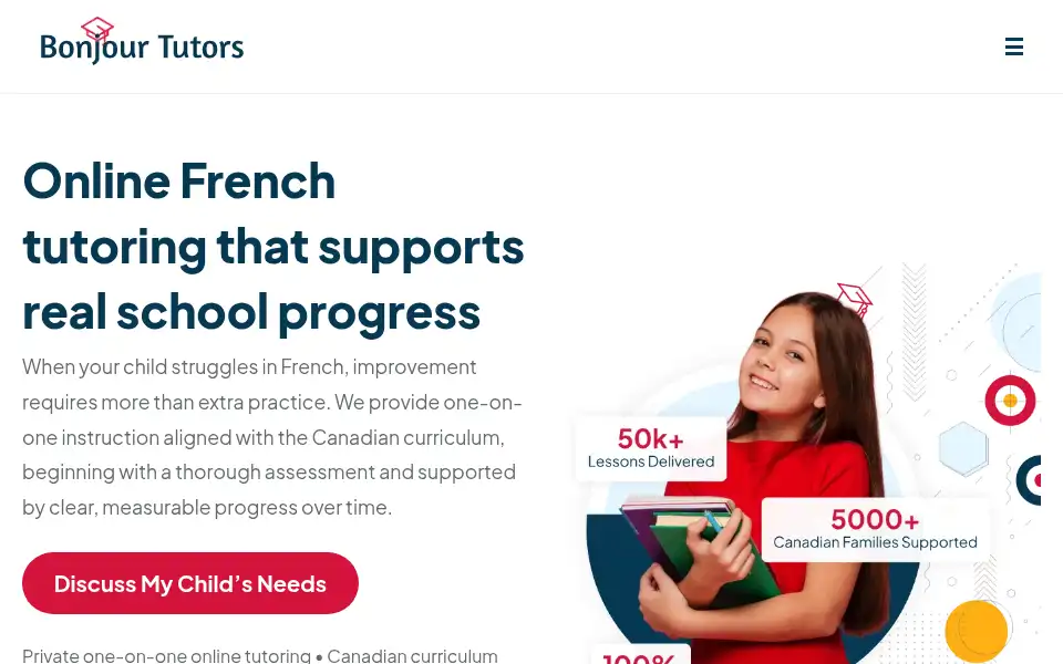 Screenshot of bonjourtutors.com