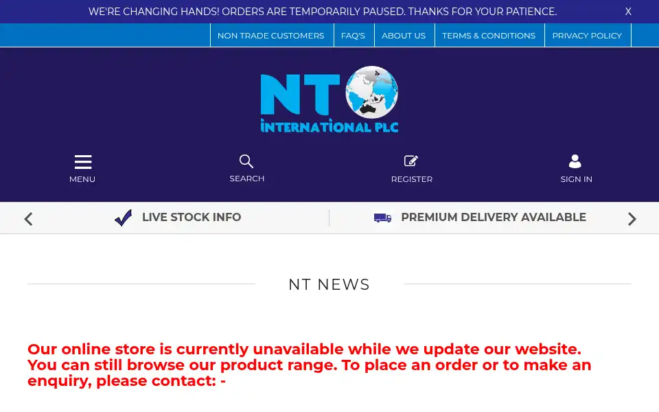 Screenshot of bonningtons.com