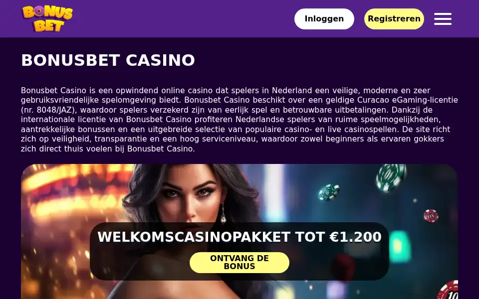 Screenshot of bonus-bet.nl