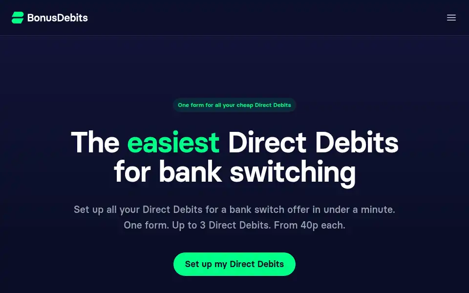 Screenshot of bonusdebits.co.uk