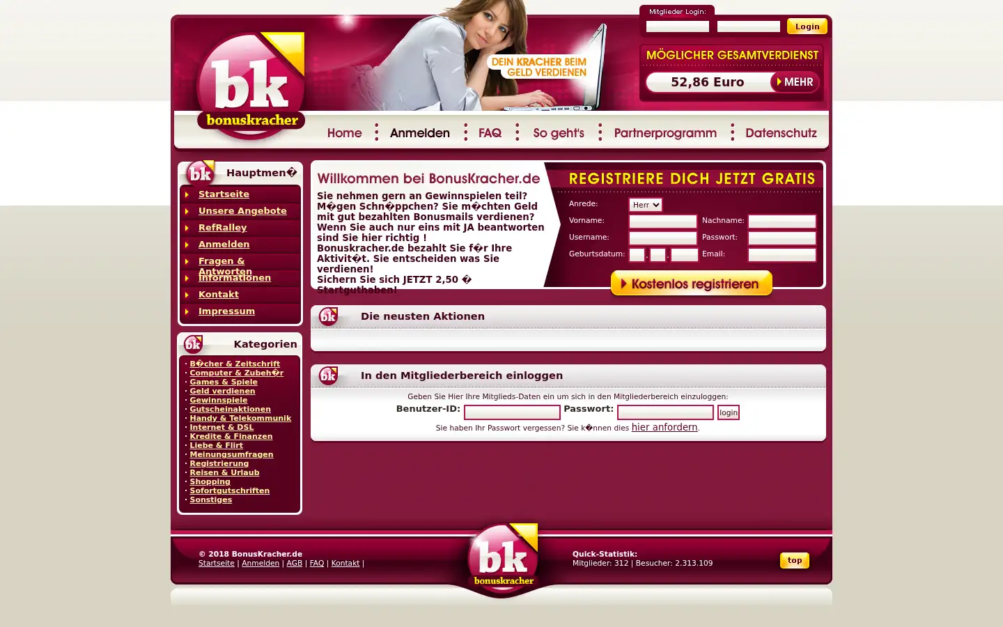 Screenshot of bonuskracher.de