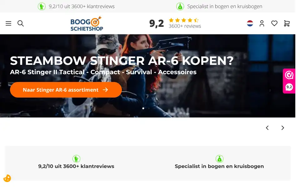 Screenshot of boogschietshop.nl