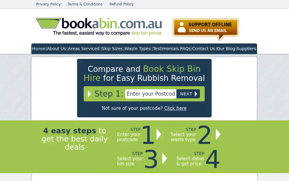 Screenshot of bookabin.com.au