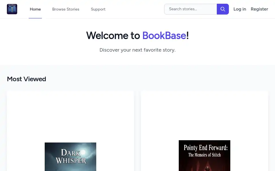 Screenshot of bookbase.org