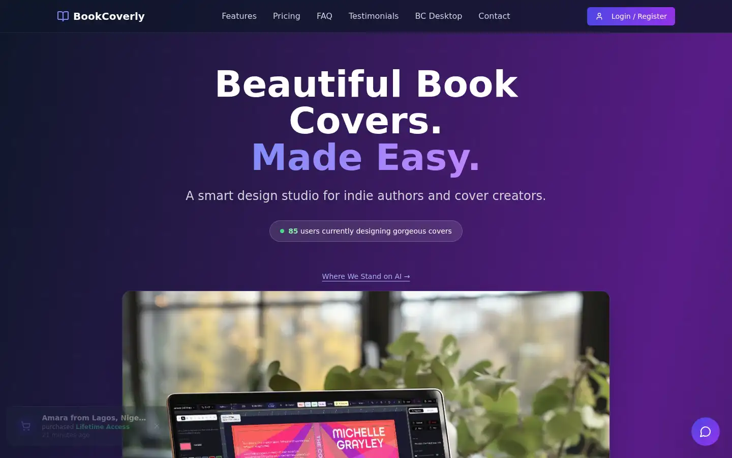 Screenshot of bookcoverly.com