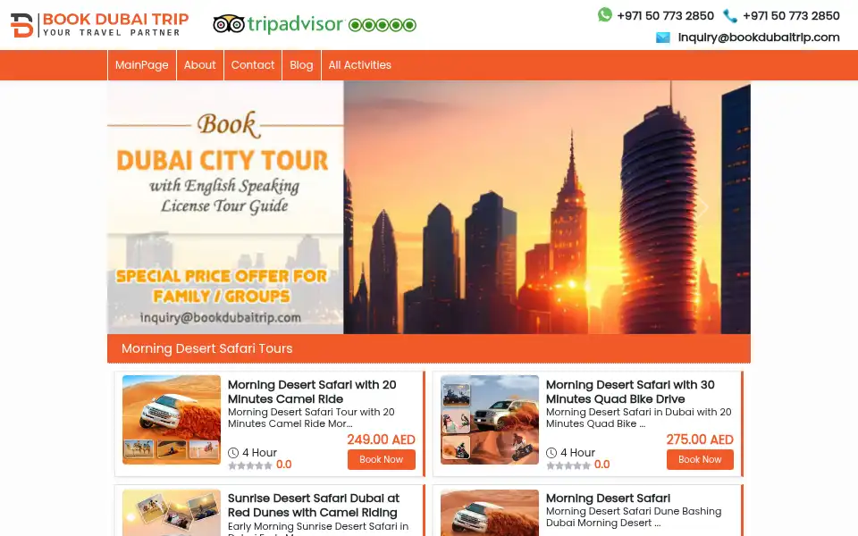 Screenshot of bookdubaitrip.com