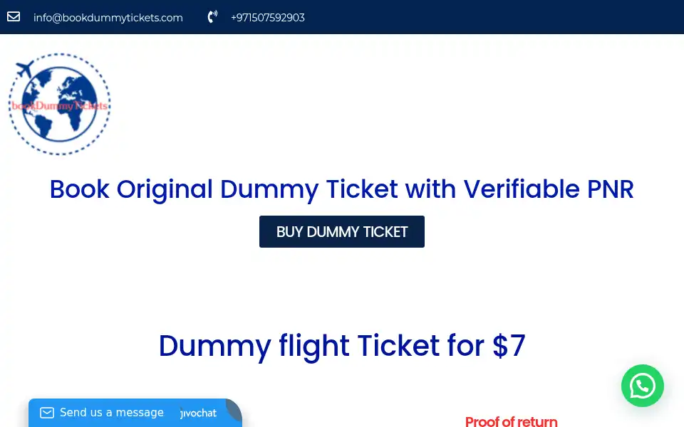 Screenshot of bookdummytickets.com