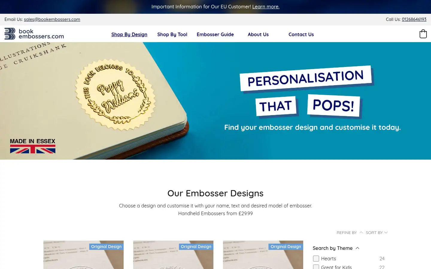 Screenshot of bookembossers.com