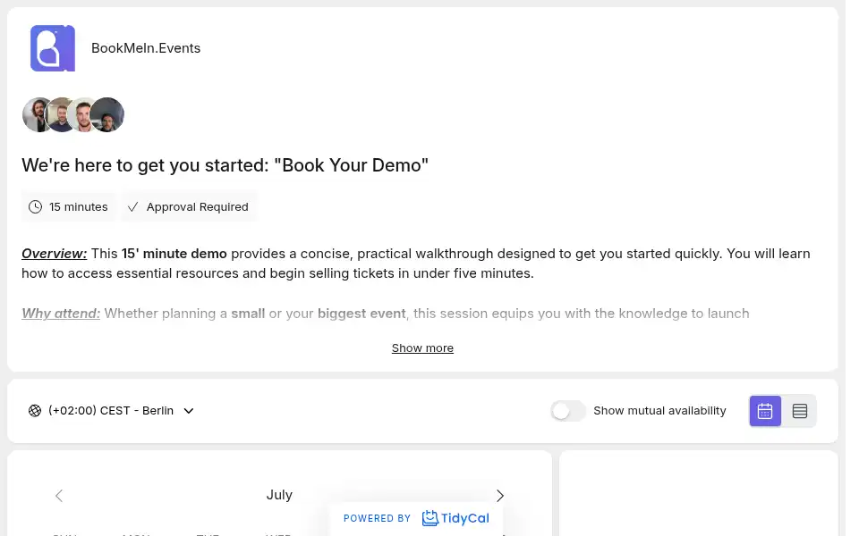 Screenshot of bookmein.events